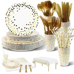 Party Supplies 201PCS White & Gold Plates And Napkins Sets - Disposable Dinne... New. Price: $36.05.