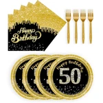 72 Pcs 50TH Birthday Paper Plates And Napkins Party Supplies, Back Gold ... New. Price: $15.89.