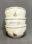 Mudpie Dip Cup Set Of 3 Gold Splatter Green & Christmas Tree Merry Euc Used. Price: $12.50.