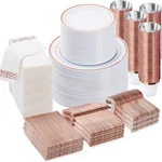 700 Pcs Disposable Dinnerware Set Plates Cups Forks Knives Spoons Napkins New. Price: $124.81.