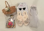 Bridal Pack Bride Veil Hair Clip Slippers Glasses Basket Photo Props Pre-owned. Price: $27.50.