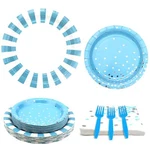 Light Blue Birthday Party Set 9 Inch & 7 Forks Napkins New. Price: $23.95.