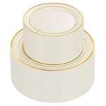 U-qe 100PCS Ivory Plastic Plates For Party Gold Dispos... New. Price: $43.72.