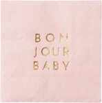 Bonjour Te Light Pink Baby Shower Paper Napkins 3-PLY Fancy Cocktail Size New. Price: $12.93.