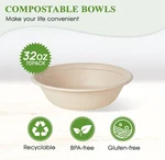 32 Oz Large Compostable Disposable Paper Bowls 70 Pack Biodegradable Bagasse New. Price: $33.19.