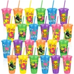 Plastic Cups 24 Pieces Oz Lids Straws Reusable Tumblers Kochorie Hawaiian Party New. Price: $59.99.