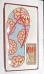 Twos Company Flip Flop Glass Serving Board Floral Pattern With Appetizer Picks New. Price: $5.50.
