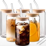6PCS 18.6OZ/550ML Drinking Glasses With Bamboo Lids And Straw - Cups New. Price: $33.98.