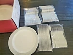 By Madee Silver Disposable Dinnerware Set - 175 Pcs For 25 Guests Plate New. Price: $39.99.