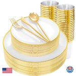 Ei 180PCS White And Plastic Plates,gold For Party,fancy New. Price: $71.80.