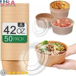 Disposable Kraft Paper Bowls 50 Pack Large Soup Containers Microwave Safe New. Price: $27.17.