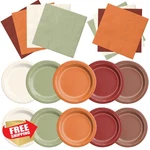Cmusko Fall Wedding Tableware 60 Pcs Sage Green Orange Plates Napkins New. Price: $27.99.