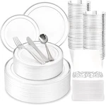 175PCS Silver & White Plastic Plates Sliver Disposable 25GUESTS New. Price: $50.38.