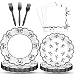 96PCS Black White Bow Party Decorations Girl Birthday Paper Plates Napkin... New. Price: $26.45.
