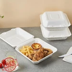 Jaluxing 8X8 1-COMP Clamshell Food Containers Bagasse Eco 75PK New. Price: $42.99.