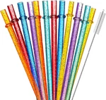 12-PACK Glitter Reusable Colorful Plastic Straws, 11 Inches Clear Bpa-free Unbre New. Price: $14.39.