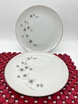 Two Creative Platinum Star Burst Dinner Plate 1014 Fine China Mcm Vintage Used. Price: $14.00.