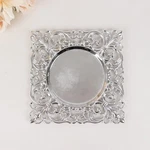 6 Silver Square 12" Vintage Acrylic Dinner Charger Plates With Hollow Lace New. Price: $23.48.