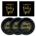 Black Gold 40TH Birthday Party Tableware Plates Cocktail Napkins Serves 20 New. Price: $21.85.