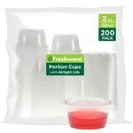 Freshware Plastic Portion Cups With Lids Ounce, 200 Oz - Sets, Clear New. Price: $21.46.