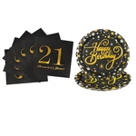 Black Gold 21ST Birthday Paper Plate Napkin Tableware Party Decor Serve 20 New. Price: $22.15.
