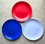 Melamine Greenbrier Int'l Red White & Blue 11" Dinner Plates, Set Of 3 Patriotic New. Price: $25.00.