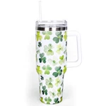 40OZ St. Patrick's Day Tumbler With Handle Straw Lid Watercolor Shamrock New. Price: $35.99.