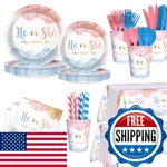 Aibiin 194 Pcs Gender Reveal Decorations Paper Plates Cups And Nap New. Price: $55.73.