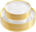 Liyh 60PCS Clear Plastic Plates - Disposable Gold Heavtyduty Include 30 New. Price: $40.99.