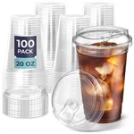 Fit Meal Prep 100 Pack 20 Oz Clear Plastic Cups With Strawless Sip Lid New. Price: $40.86.
