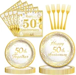50TH Anniversary Supplies Tableware Set, Wedding Decorations, New. Price: $25.92.