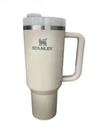 Stanley Cup 40OZ Tumbler H2.0 Flowstate Quencher Cream Tonal Used. Price: $49.00.