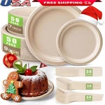 Compostable Dinner Plates & Cutlery Set Eco-friendly Disposable Tableware New. Price: $51.18.
