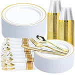 350PCS Gold Plastic Dinnerware Set, Thanksgiving Disposable Plates, 50... New. Price: $67.04.
