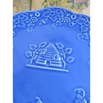Beehive Plate, Strawberry Vine Pattern, Blue Embossed Used. Price: $26.50.