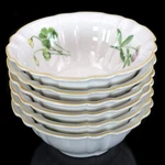 Villeroy & Boch My Garden Flora Bowl Set Of 6 White Scalloped Fine China Germany Used. Price: $159.00.