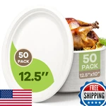 Fehhto 100 Compostable Oval Paper Plates 12.5INCH 50PACK Disposable Heavy Duty New. Price: $36.22.