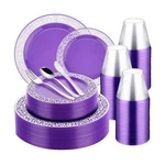 Norme 450 Pcs Purple Silver Plastic Party Plates Sets Include 75 Dinner Pate ... New. Price: $143.80.