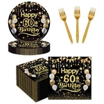 75PCS 60TH Birthday Plates And Napkin Set, Black Gold Happy 25X7IN D... New. Price: $15.77.