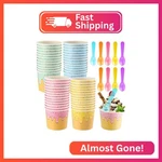 Ninehaoou 40 Pack Oz Ice Cream Cups With Spoons Paper Dessert Colorful Su New. Price: $21.05.