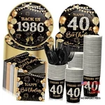 240 Pcs Birthday Decorations 1986 Party Tableware Black Gold 40TH New. Price: $42.75.