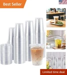 Tashibox 16OZ-100 Count Plastic Cups With Flat Lids Disposable Ice Cof New. Price: $24.94.