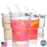 Icesip 13OZ Tumbler With Lids And Straws Ribbed Drinking Glasses Cup Leak New. Price: $38.46.