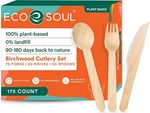 Eco Soul 100% Compostable Wooden Cutlery Set 175 Pcs Forks, 50 Knives, New. Price: $24.89.