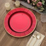 Burgundy 25 Round 13" Paper Charger Plates Metallic Rim Party Events Tableware New. Price: $18.67.