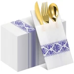 100 Pack White Pocket Napkins Blue Floral Disposable Airlaid With Bui... New. Price: $39.19.
