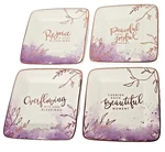 Precious Moments Inspirational Cream Purple W/gold Accents 6 Plates 4 Pc Set Used. Price: $20.00.