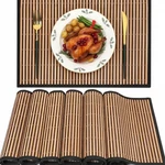 Pickmesh Bamboo Placemats Set Of 6, Table With Large, Brown New. Price: $28.74.