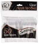 50 Count Settings Plastic Clear Soup Spoons, Heavyweight Disposable Cutlery, ... New. Price: $12.99.