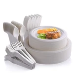 Fuyit 250PCS Compostable Paper Plates With Cutlery Set, Disposable Biodegrada... New. Price: $47.08.